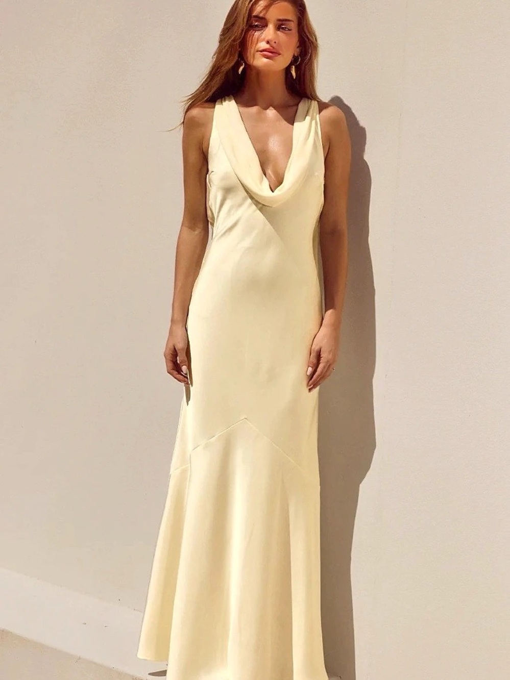 Runaway The Label Cowl Back Dress Maxi Dress in Yellow NWT